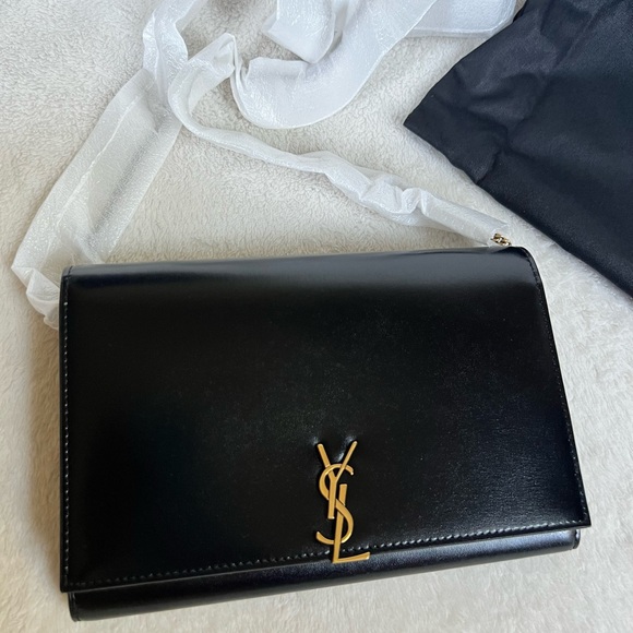 Saint Laurent Smooth Calfskin Monogram Gold Chain Wallet NWT in box - Picture 5 of 17